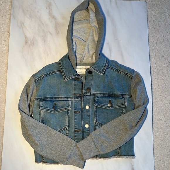 Treasure And Bond Kid's Denim & Fleece Hooded Jacket! - Picture 2 of 8